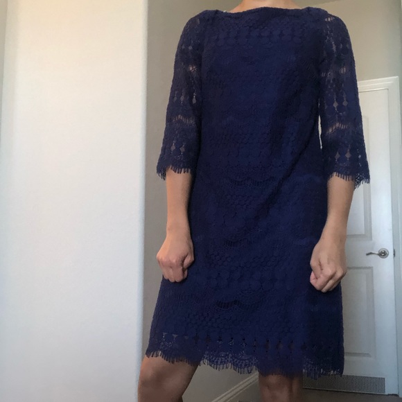 Eliza J Quarter Sleeve Lace Dress (Sold in Purple) - Picture 2 of 6